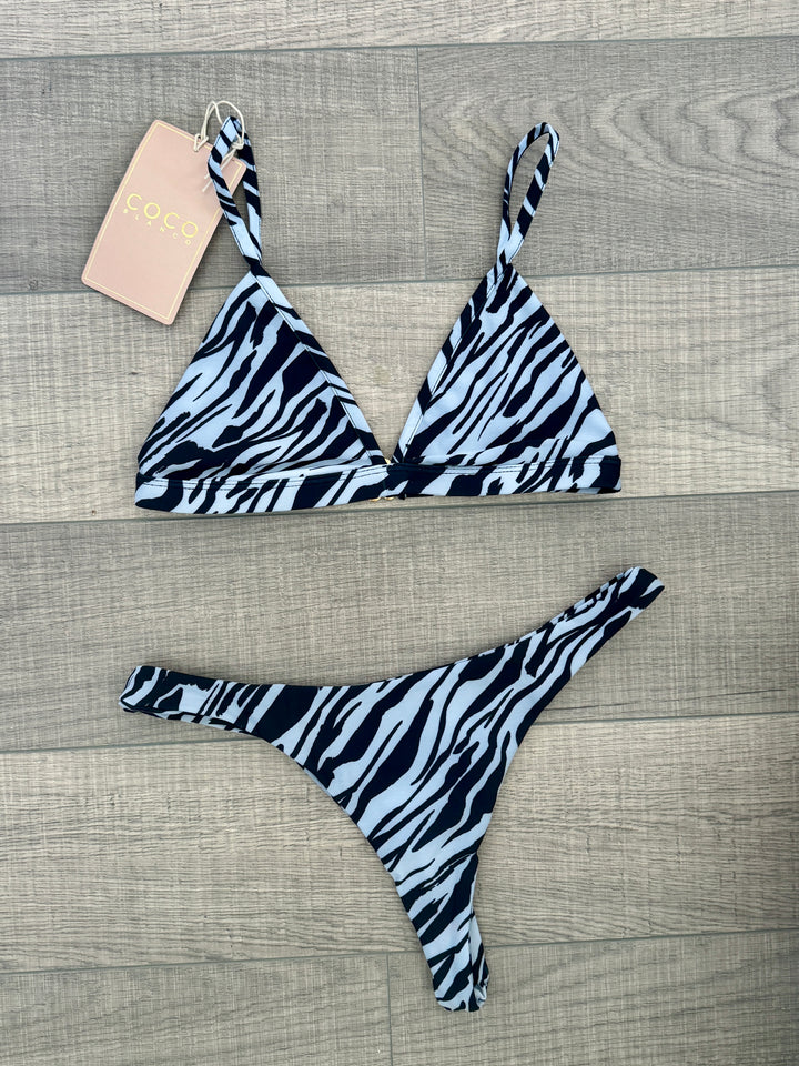 Louie Bikini Top | B&W Zebra