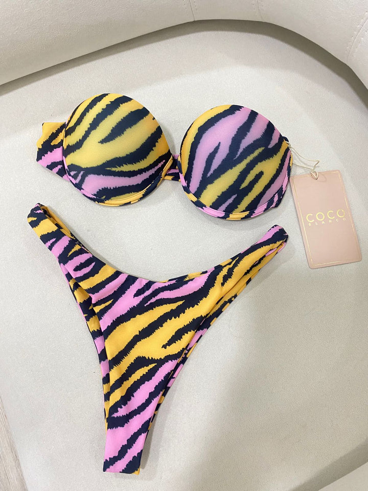 Nassao Bikini Top | Vivid Zebra