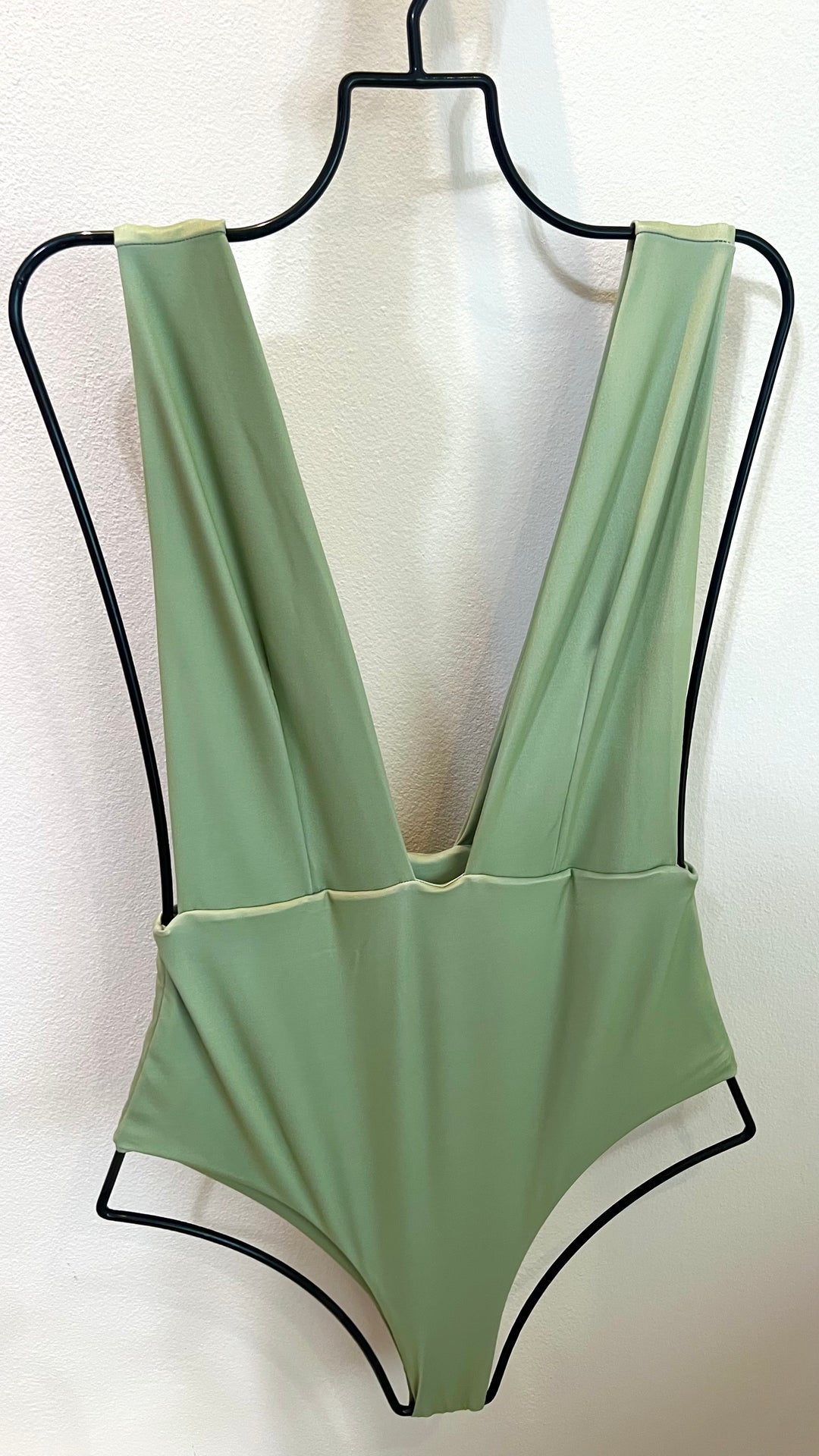 Light Olive Plunge One Piece Swimsuit