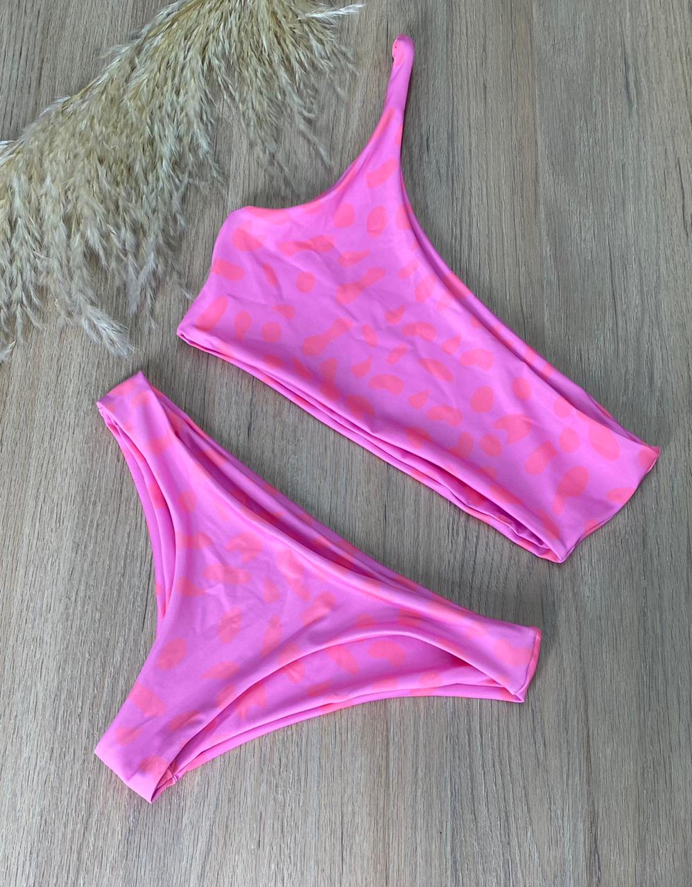 Pink Romance One Shoulder Bikini Top